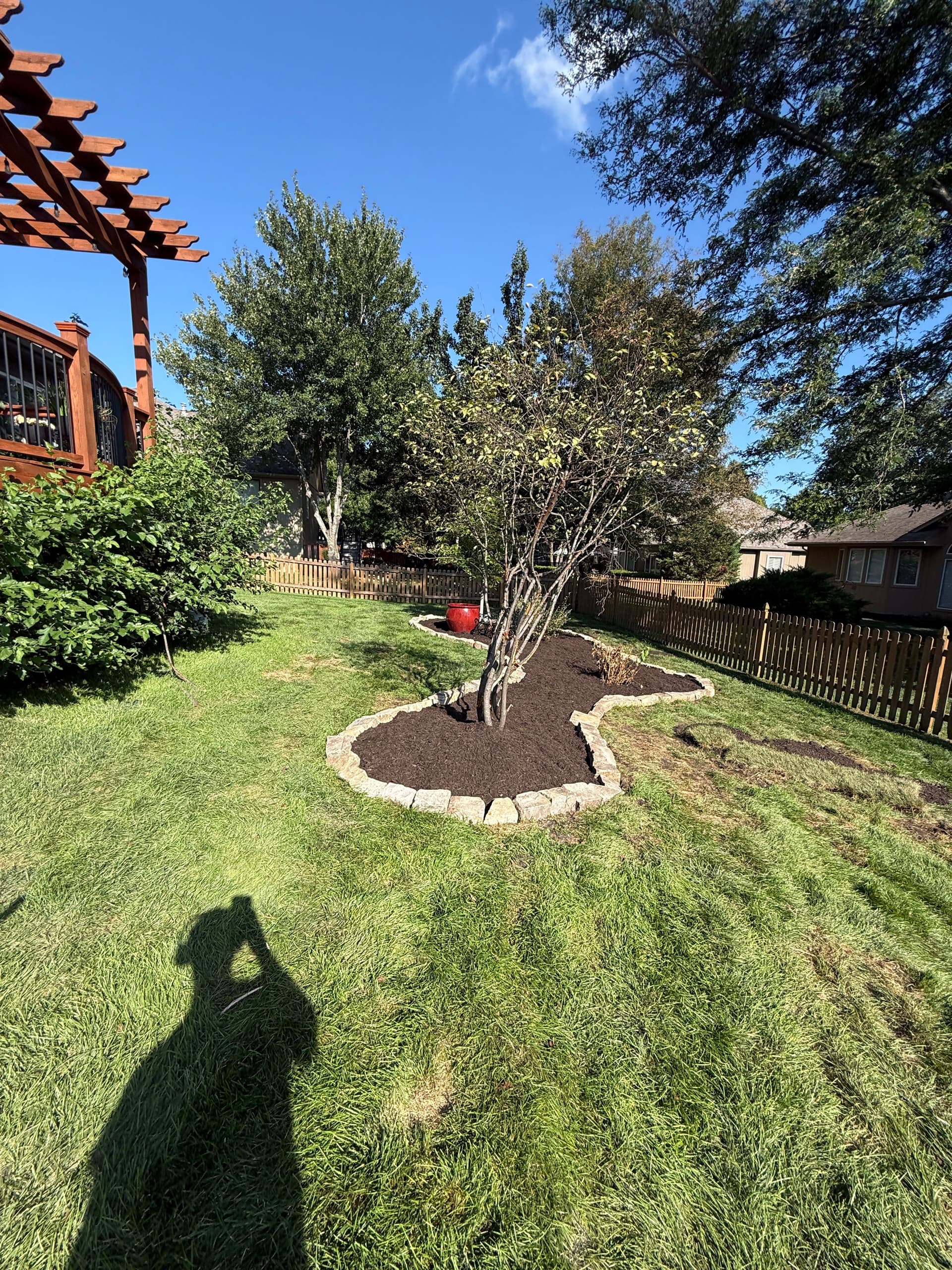 Gallery photos for Garden Beds Built From Scratch With Stone Edging and Fresh Mulch: Image #3