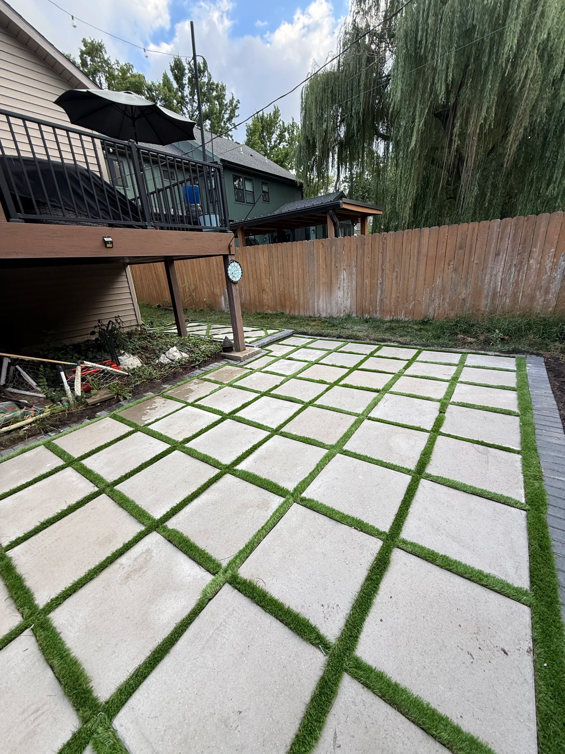 Paver Patio with Turf Joints Installed in Westwood Kansas image