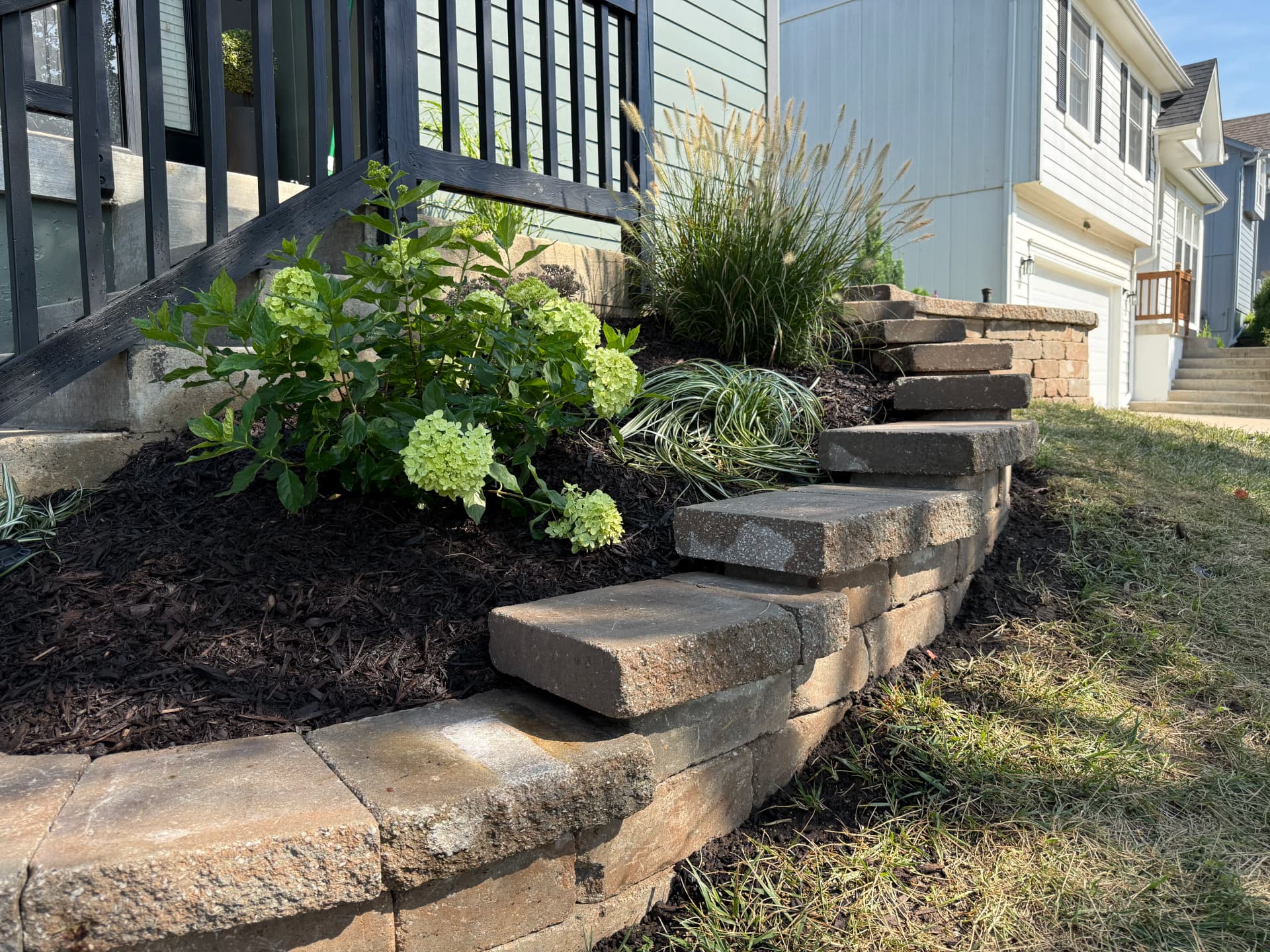 Gallery photos for Retaining Wall and Front Entry Landscape Makeover in Olathe: Image #1
